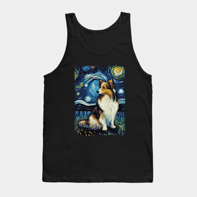 Shetland Shepherd Dog Starry Night Tank Top by favoriteshirt